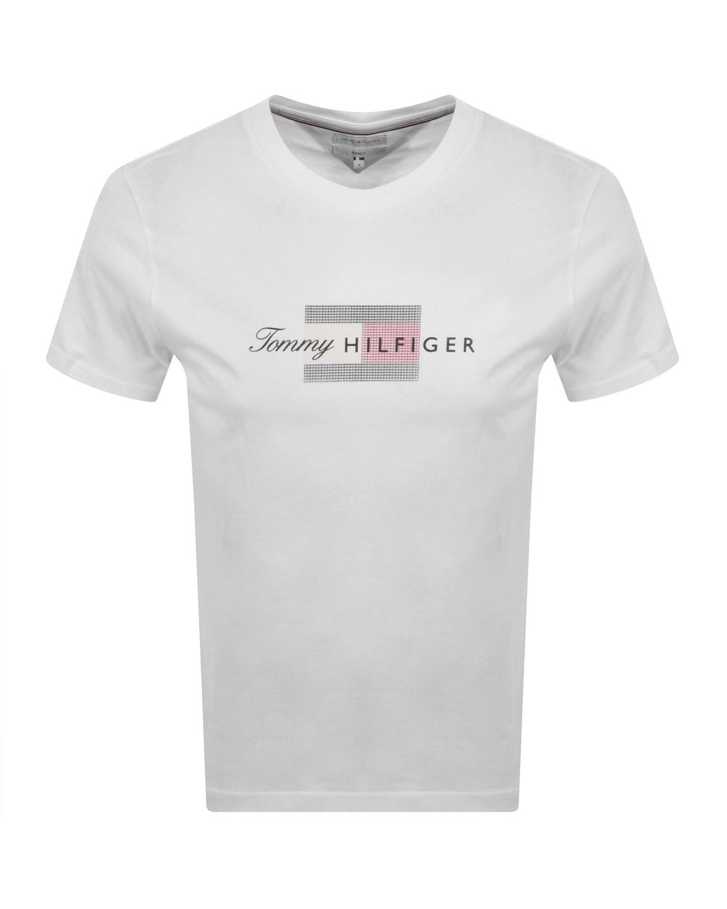 Tommy Hilfiger White Script Flag T Shirt for men