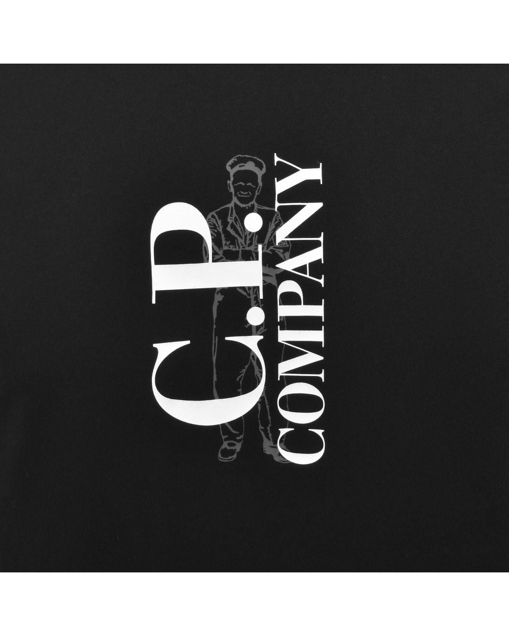 C P Company Black Cp Company Vertical Logo T Shirt for men