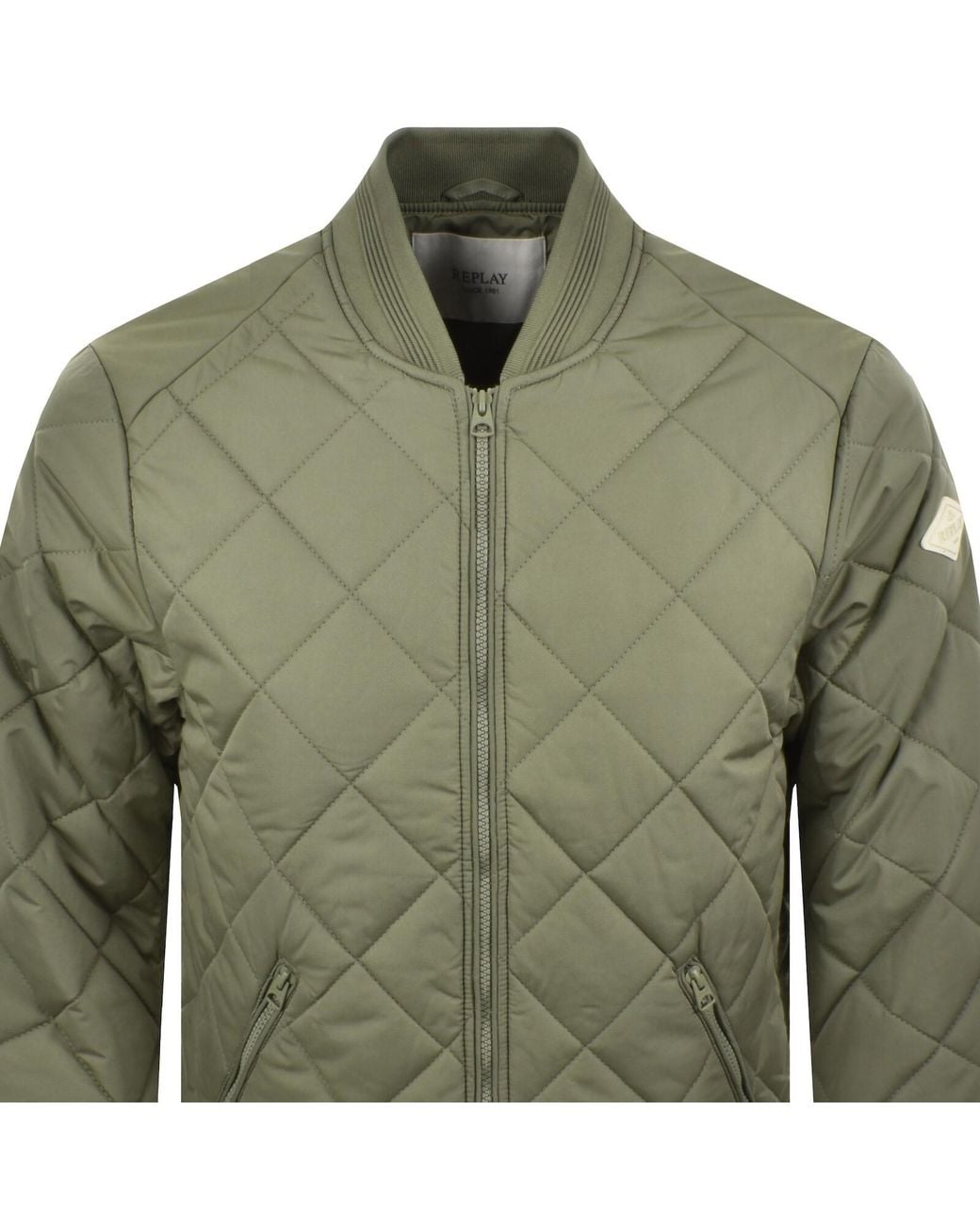 Replay Green Padded Jacket Light Military for men