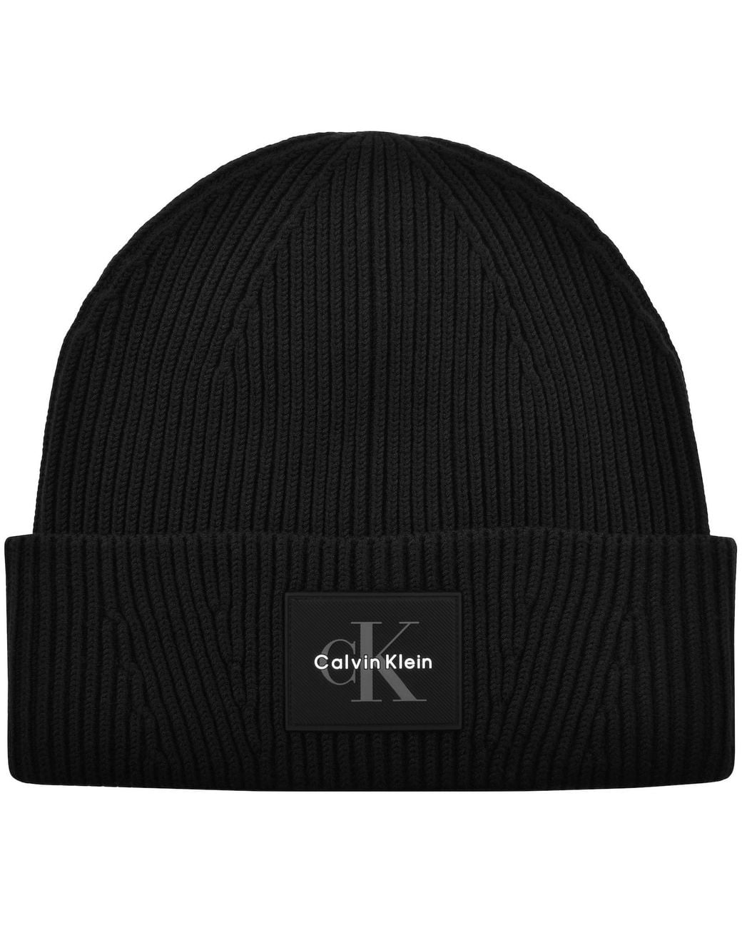 Vid Rib Calvin Klein Patch Rib Beanie in Black for Men | Lyst UK