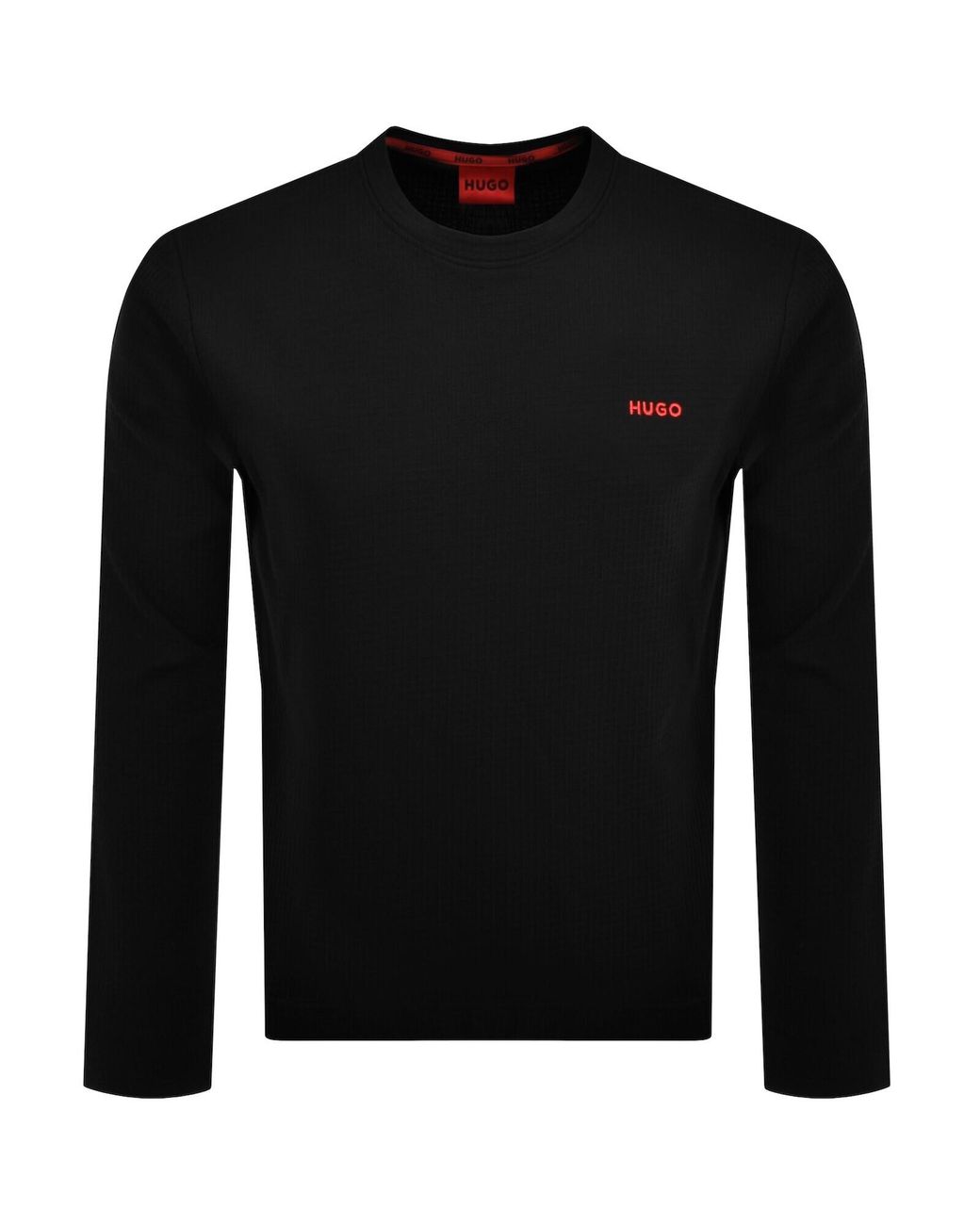 HUGO Black Austin Long Sleeved T Shirt for men