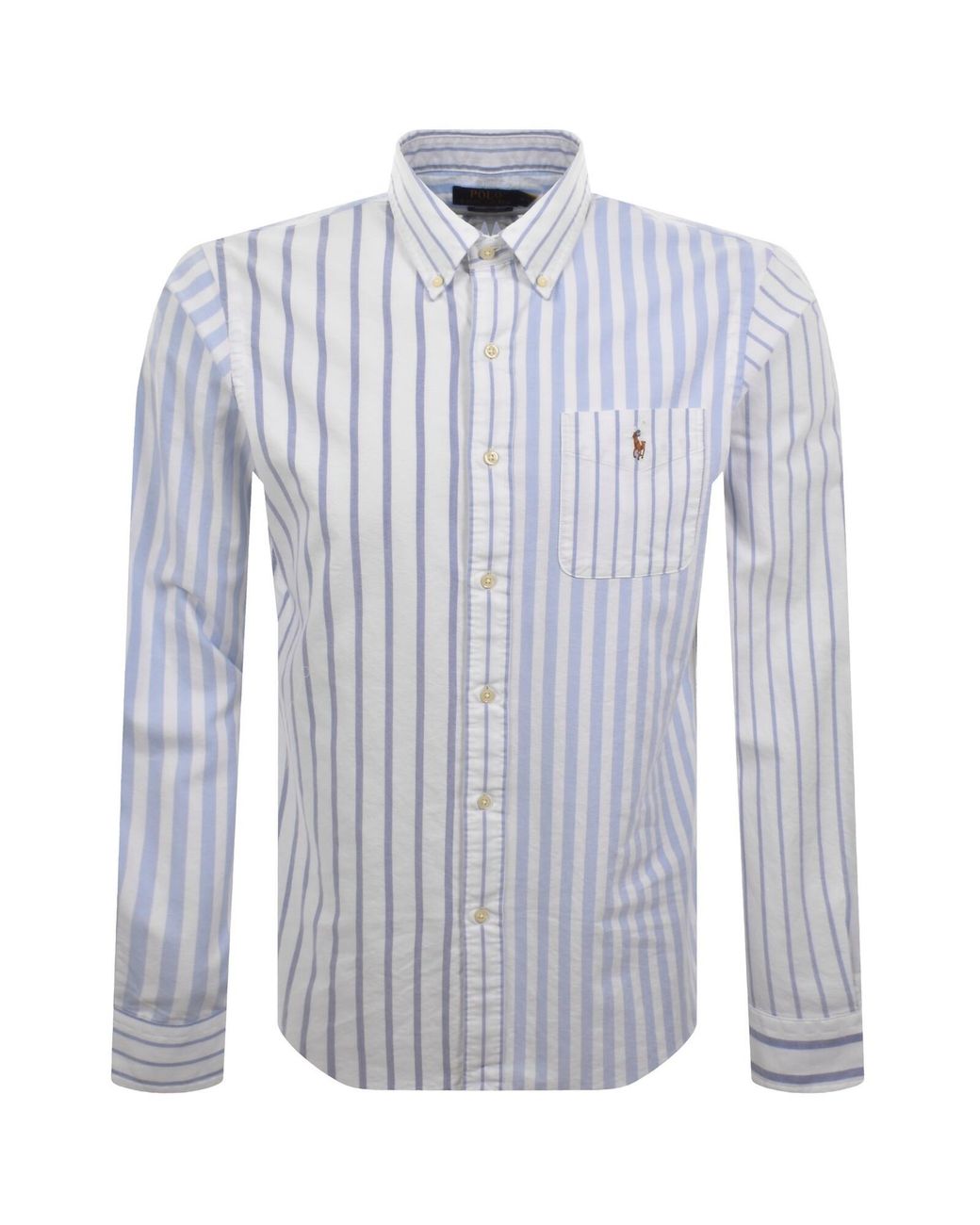 Ralph Lauren Blue Long Sleeve Stripe Shirt for men
