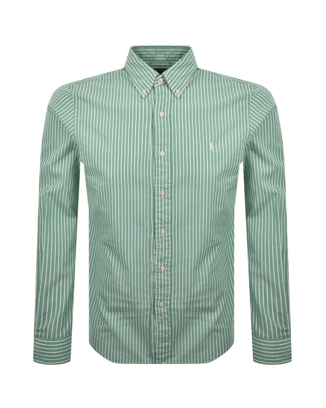 Ralph Lauren Green Long Sleeve Striped Shirt for men