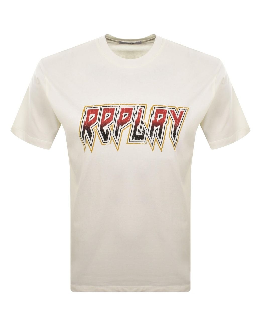 Replay White Logo T Shirt Off for men