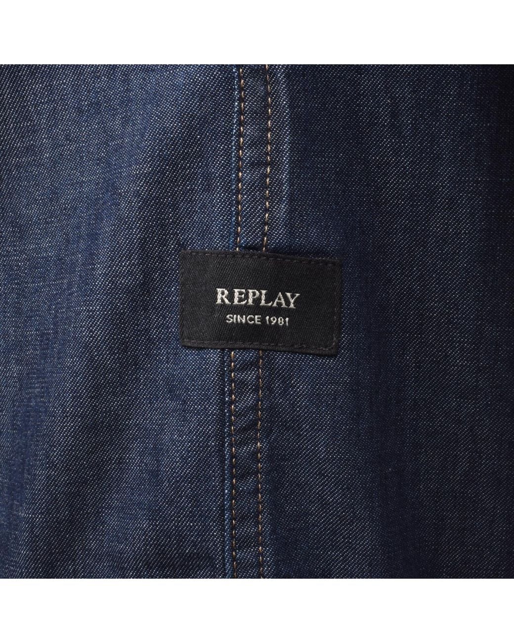 Replay Blue Denim Look Long Sleeved Shirt for men