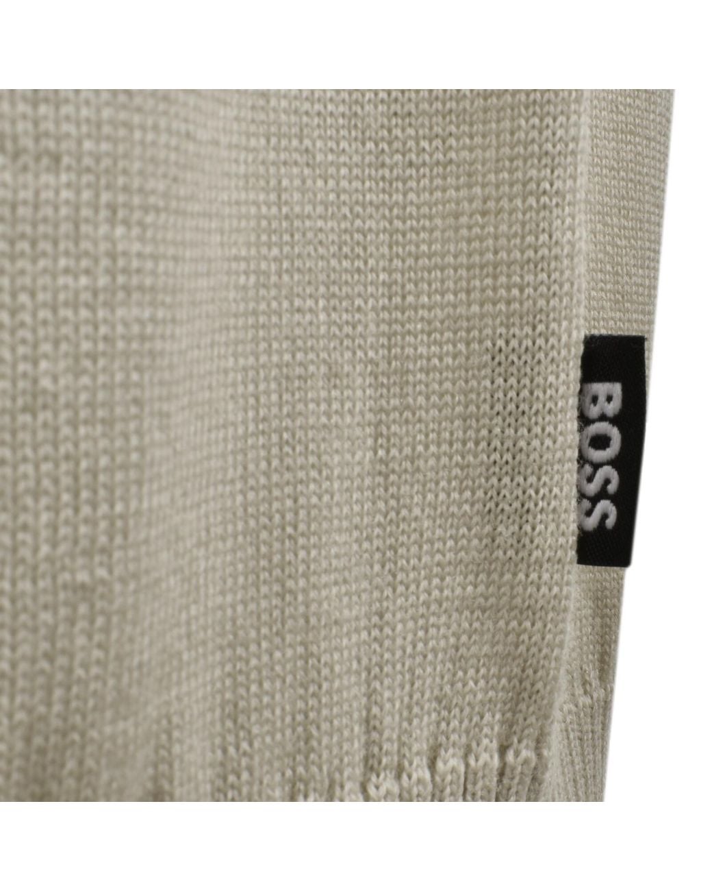 BOSS BUSINESS Natural Boss Extrafine Merino Wool Knit Polo for men