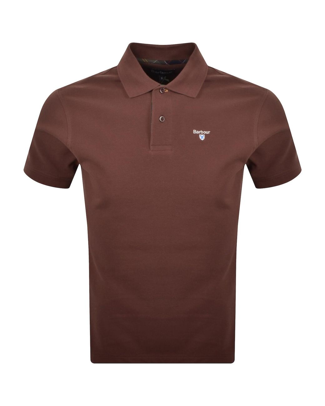 Barbour Brown Tartan Pique Polo T Shirt for men