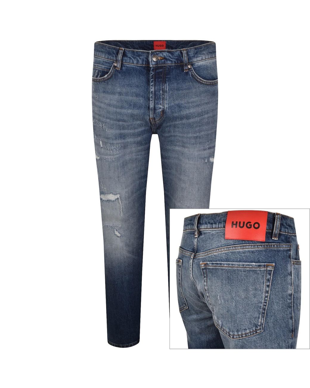 HUGO Blue 634 Tapered Fit Jeans Mid Wash for men