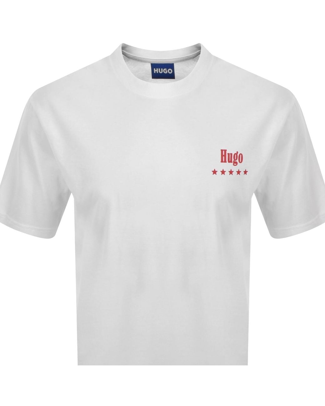 HUGO White Printed Artwork T Shirt for men