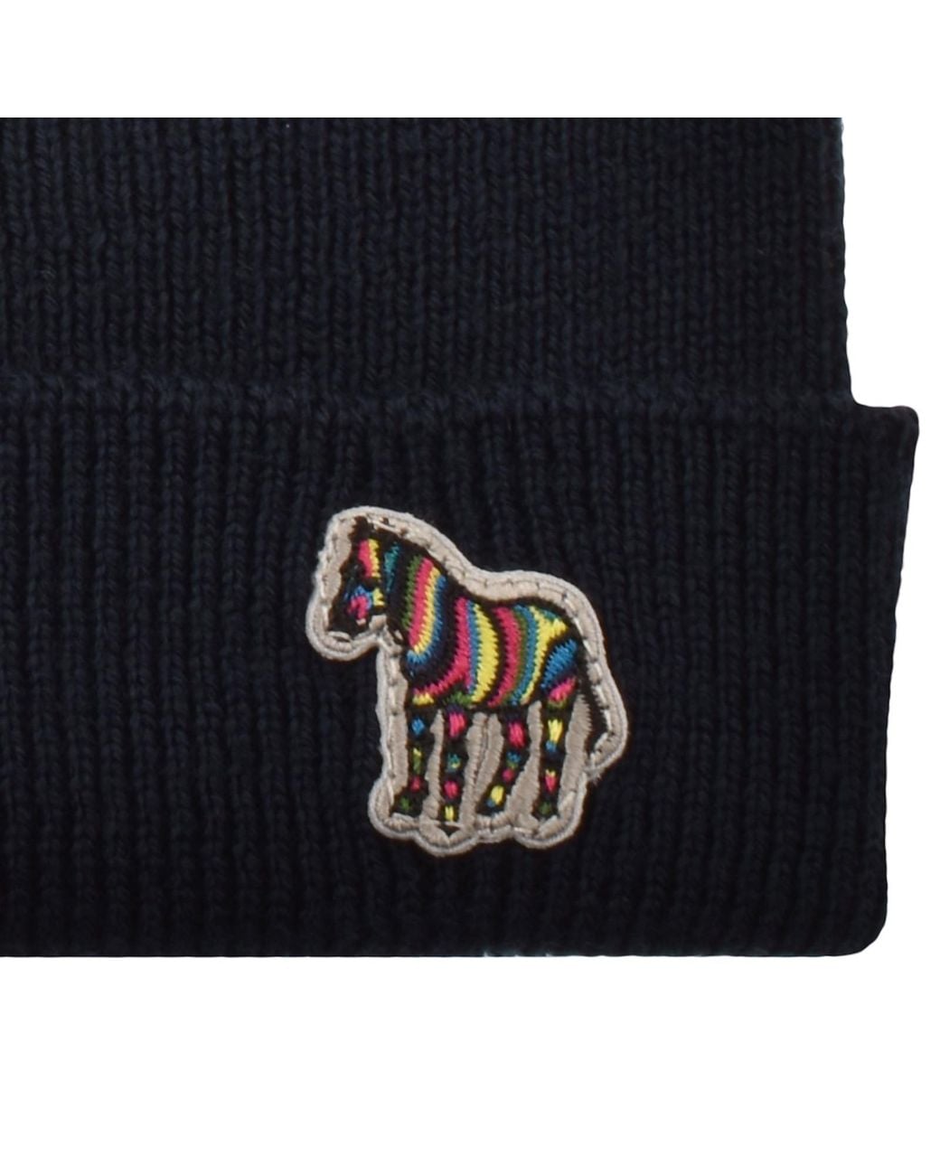 Paul Smith Blue Rib Zebra Wool Beanie Hat for men