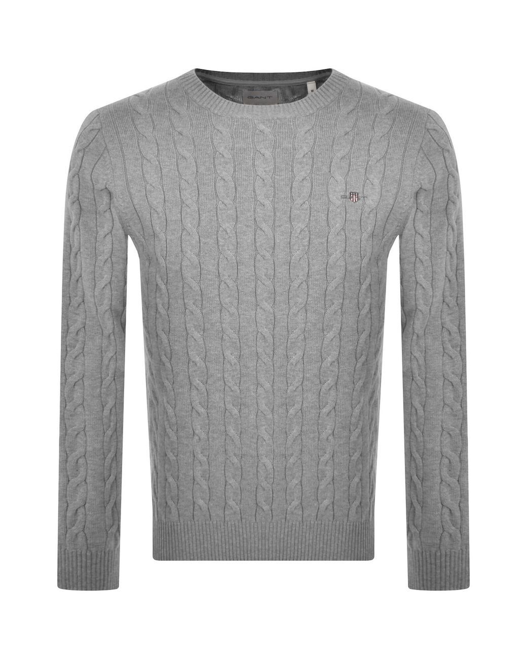 Gant Gray Classic Cotton Cable Knit Jumper for men