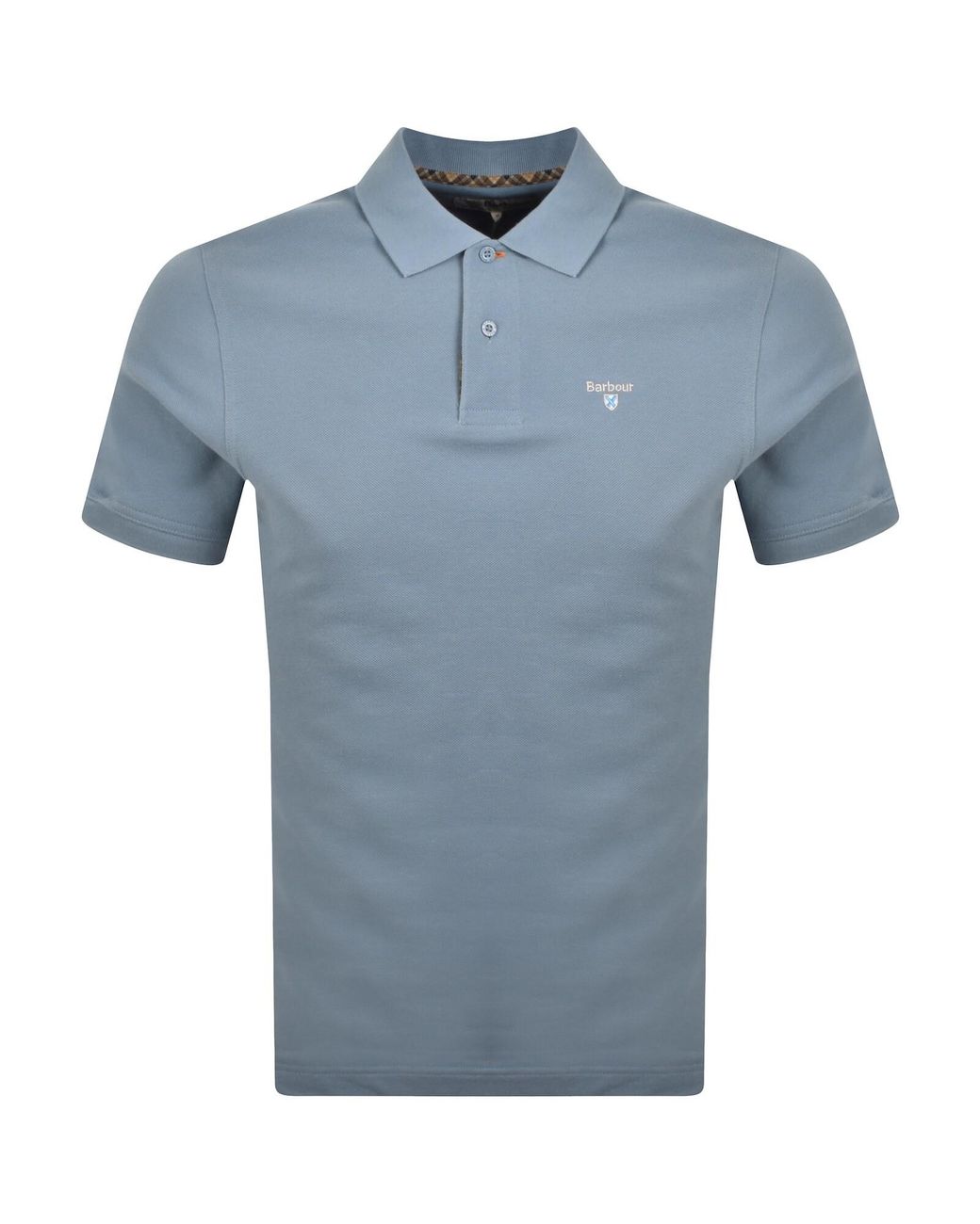 Barbour Blue Tartan Pique Polo T Shirt for men