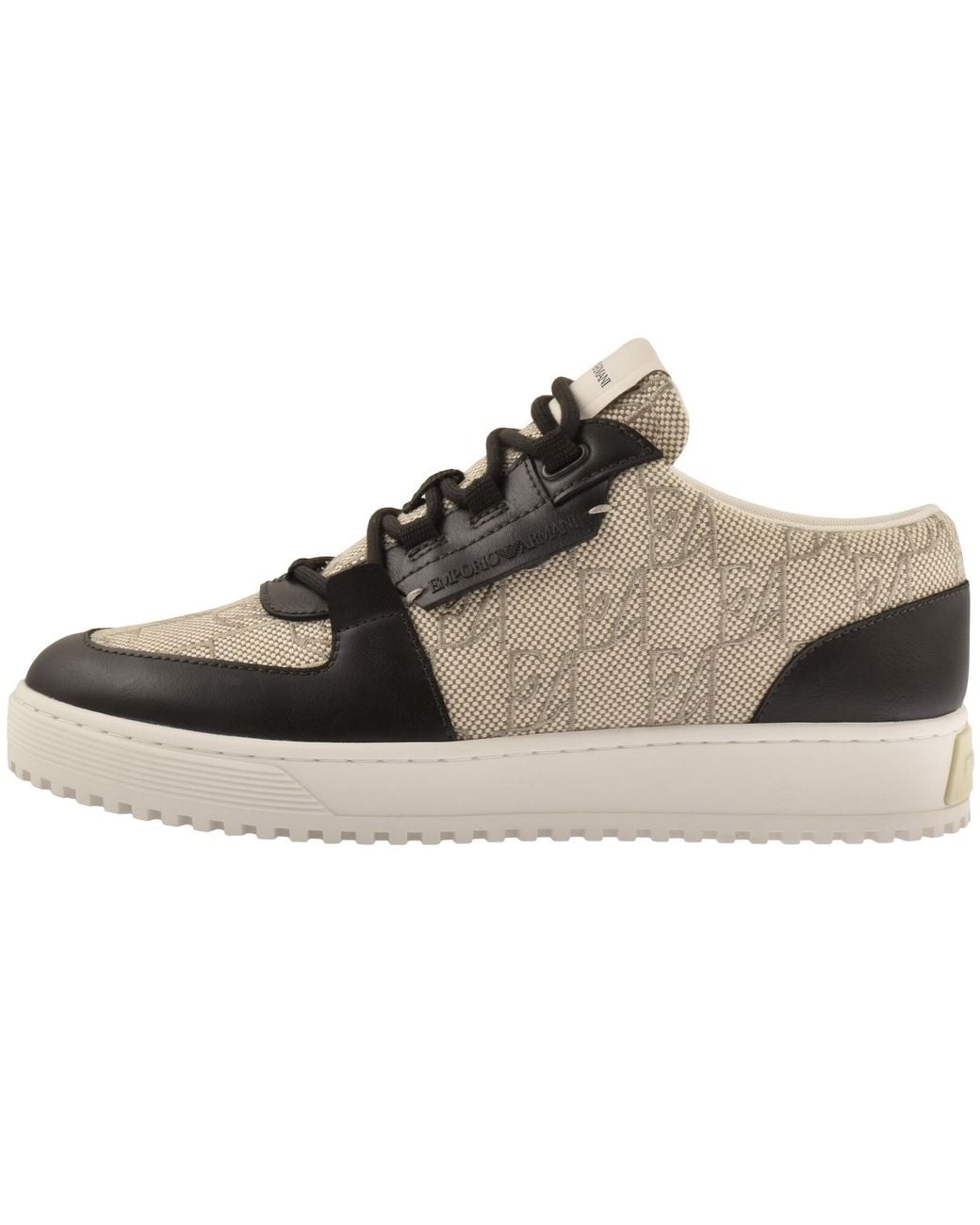 Armani Brown Emporio Leather Trainers for men