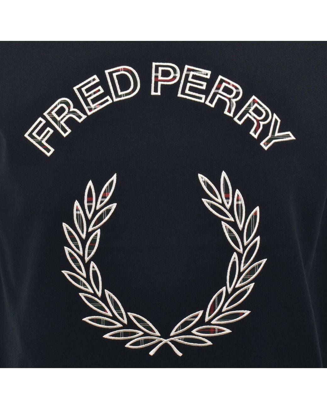 Fred Perry Blue Tartan Applique T Shirt for men