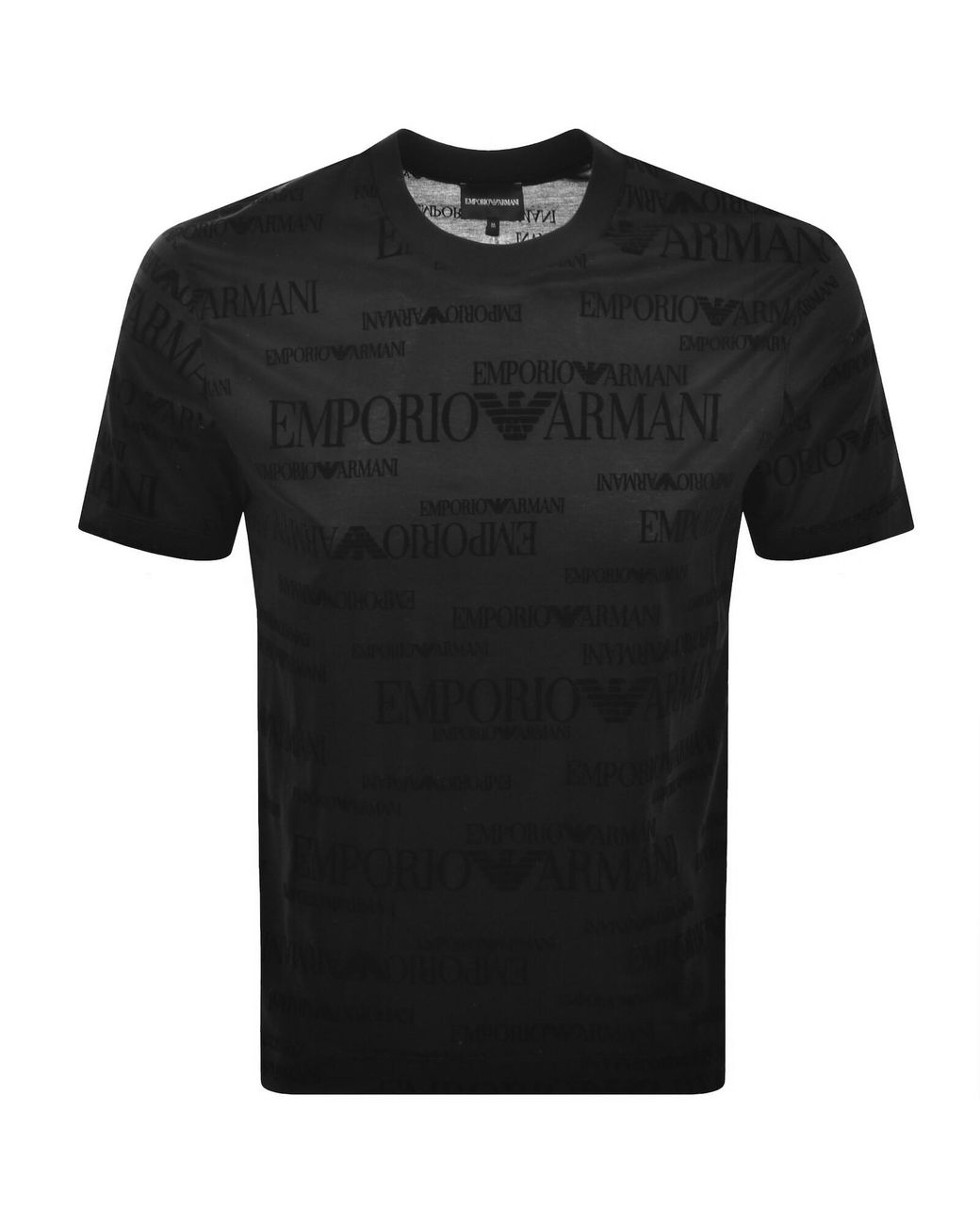 Armani Black Emporio All Over Logo T Shirt for men