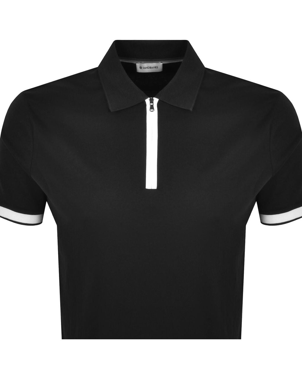 Sandbanks Black Silicone Zip Polo T Shirt for men