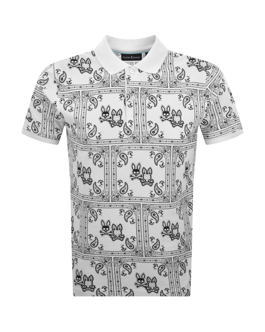 Psycho Bunny Gray Luke All Over Print Polo for men