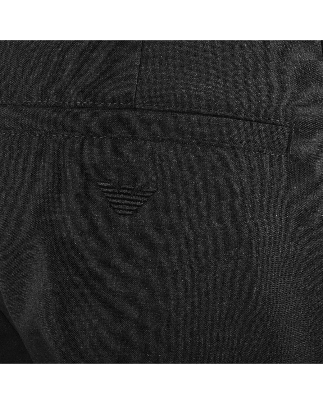 Armani Black Emporio Wool Blend Trousers for men