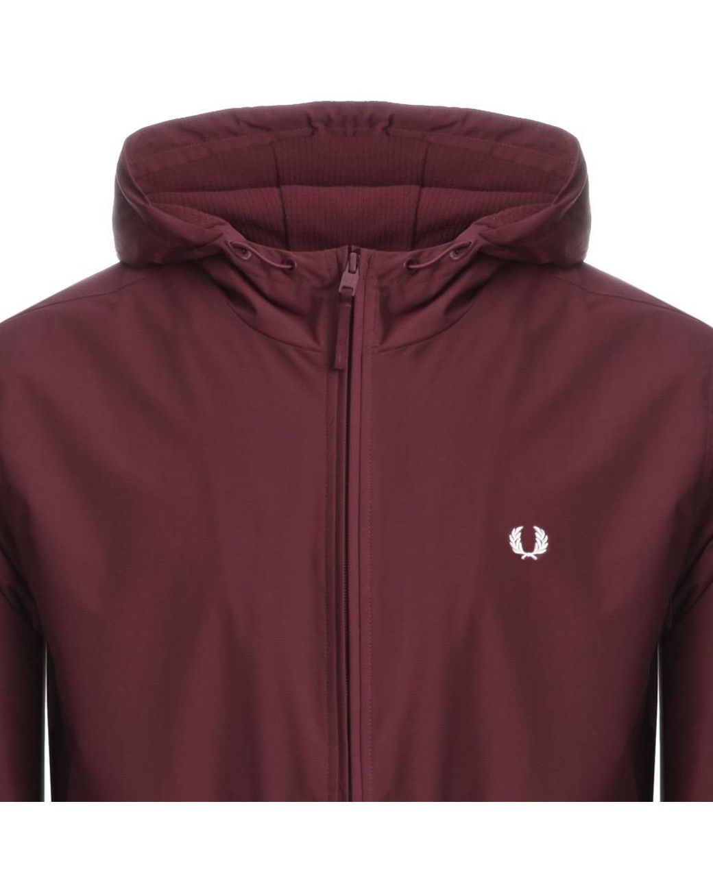 Fred Perry Hooded Brentham Jacket Burgundy in Red for Men | Lyst UK
