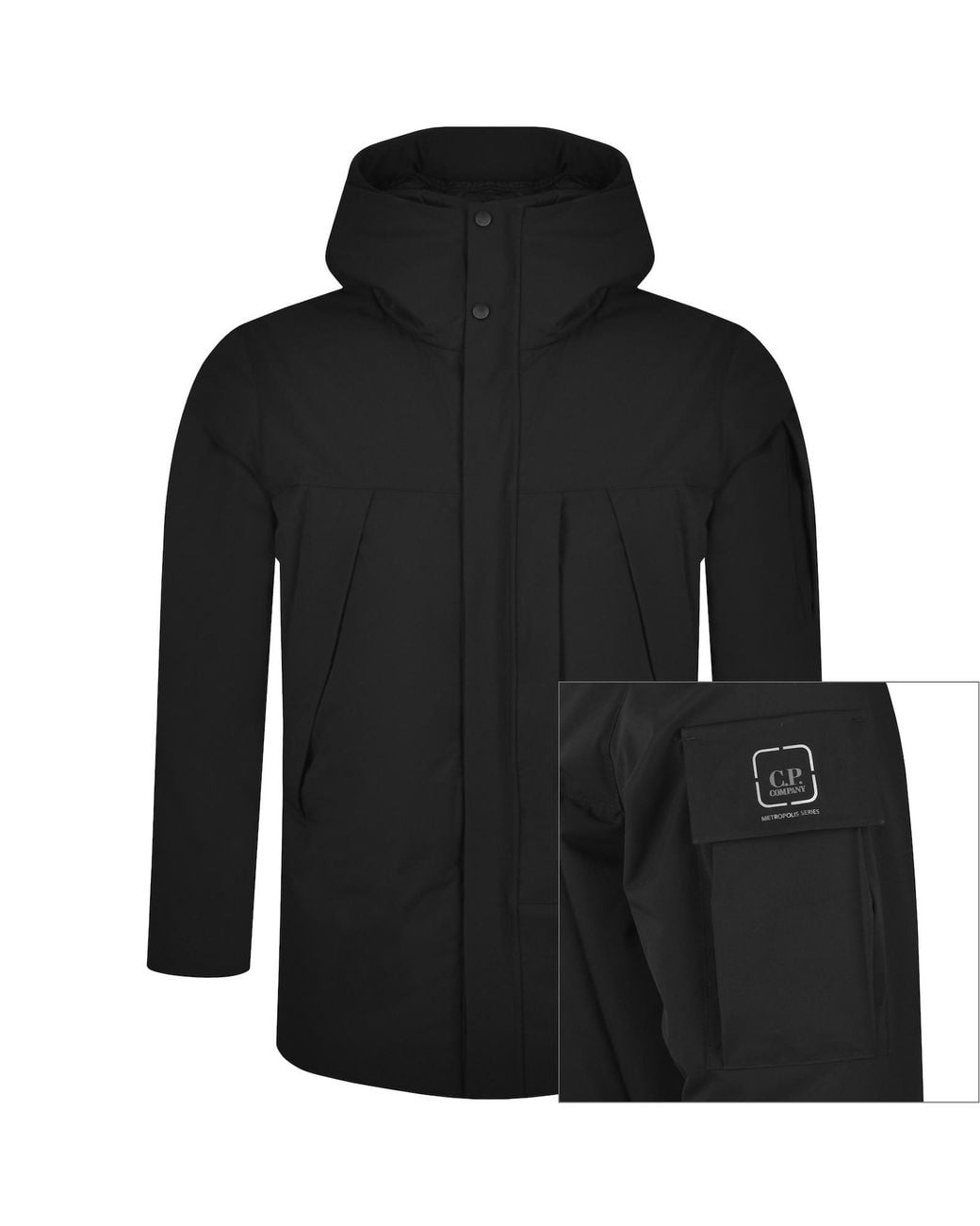 C P Company Black Cp Company Micro Tec Long Jacket for men