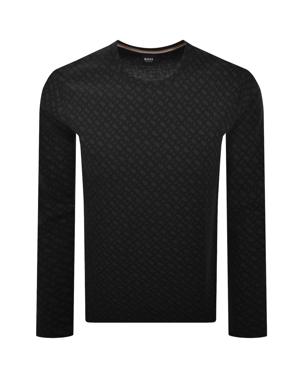 BOSS BUSINESS Black Boss Waffle All Over Print T Shirt for men