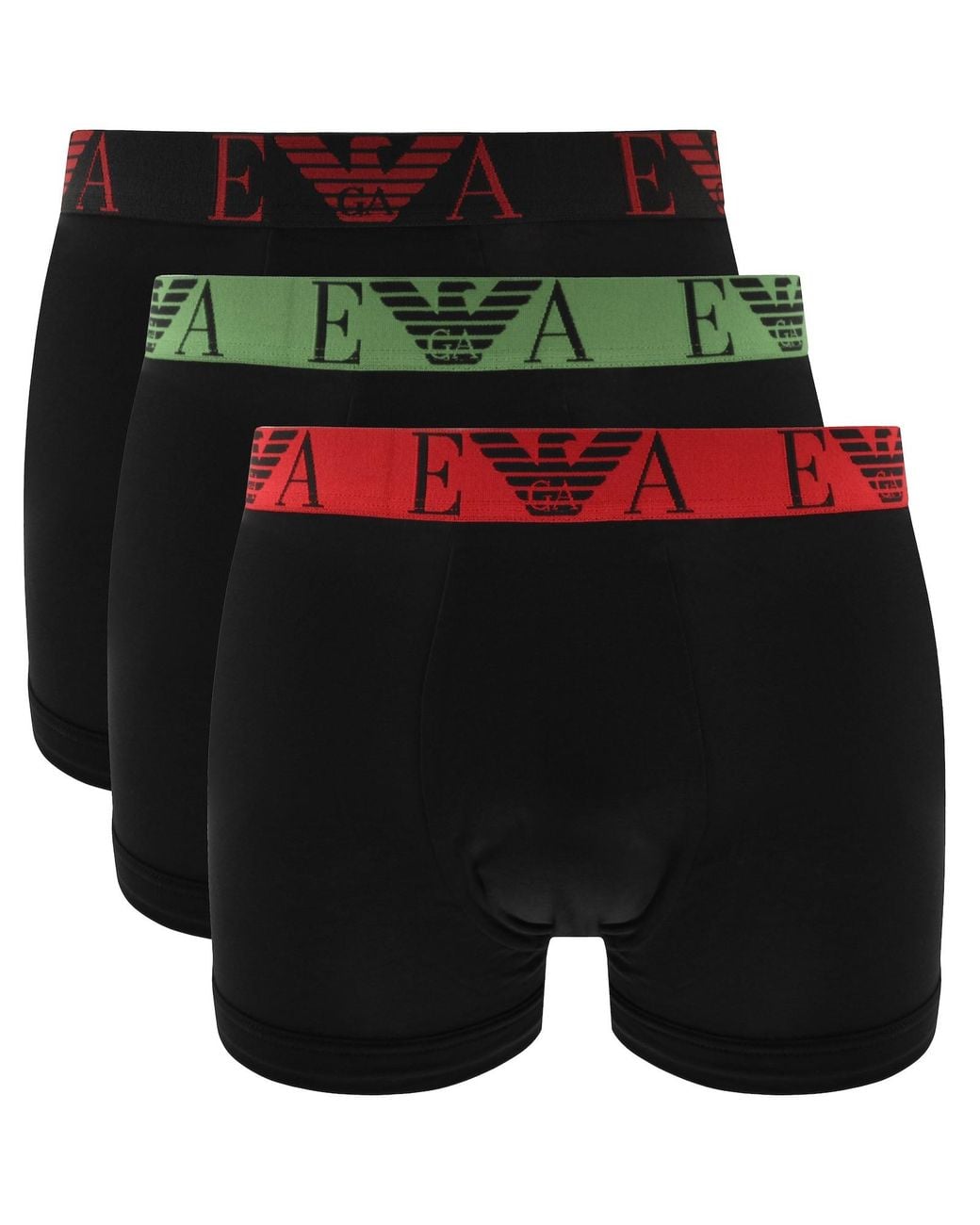 Armani Black Emporio Underwear 3 Pack Trunks for men