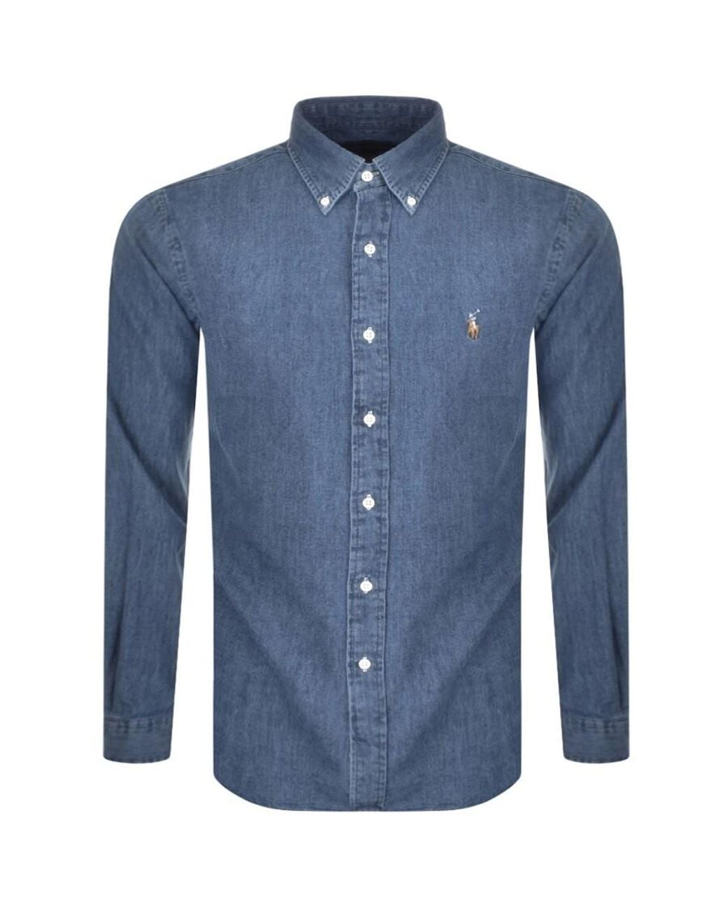 Ralph Lauren Blue Slim Fit Denim Shirt for men