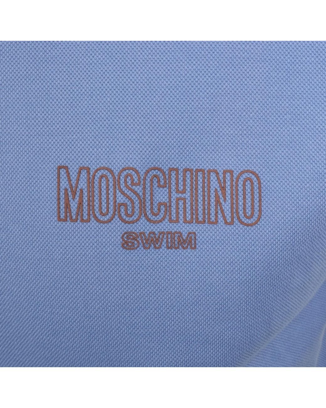 Moschino Blue Swim Short Sleeved Polo T Shirt for men