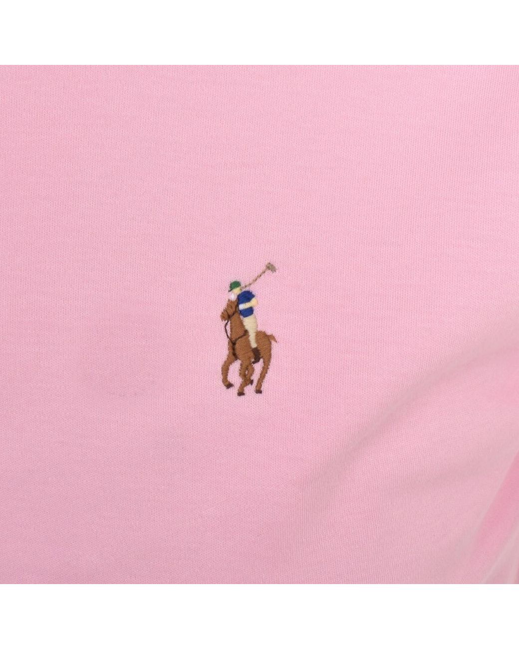 Ralph Lauren Pink Custom Slim Fit Polo T Shirt for men