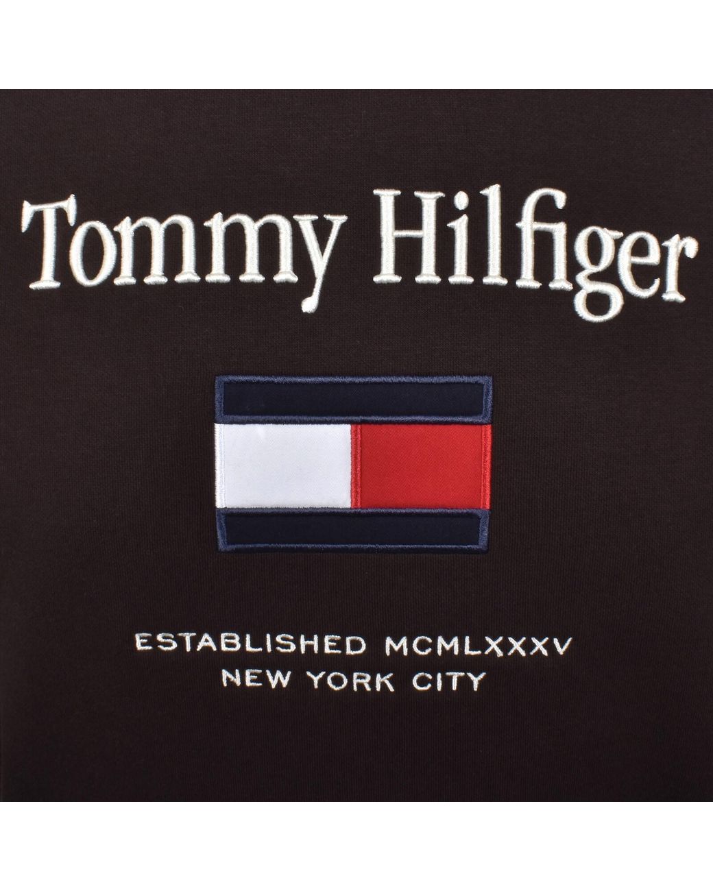 Tommy Hilfiger Black Embroidered Flag Hoodie for men