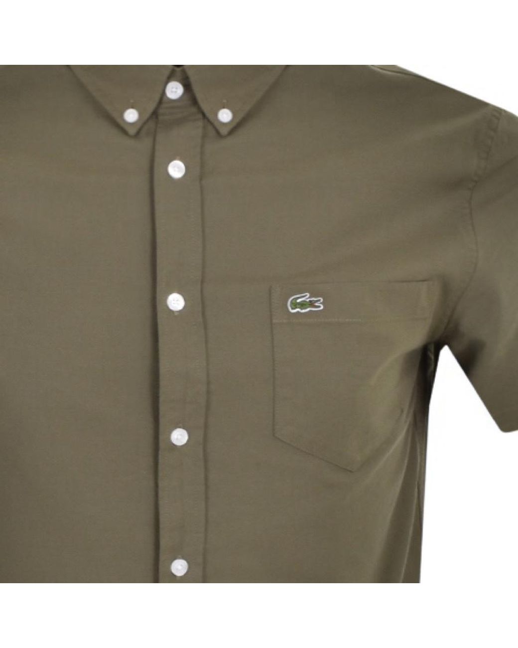 Lacoste Oxford Short Sleeved Shirt in Green for Men | Lyst