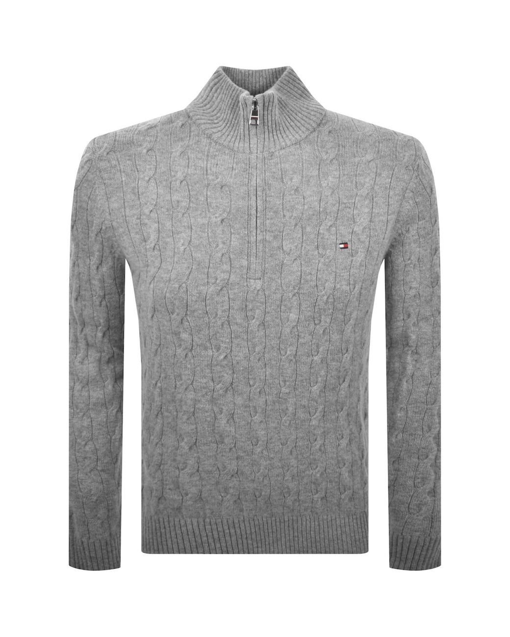 Tommy Hilfiger Gray Lambswool Cable Knit Jumper for men