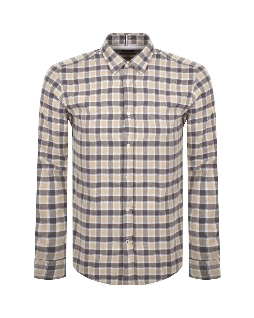 BOSS BUSINESS Gray Boss C Roan Kent Long Sleeved Shirt for men