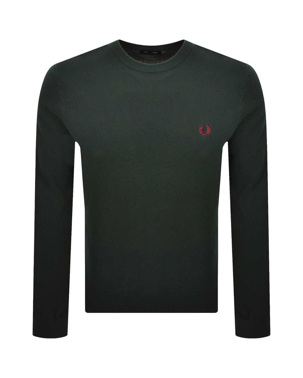 Fred Perry Green Pique Stitch Jumper for men