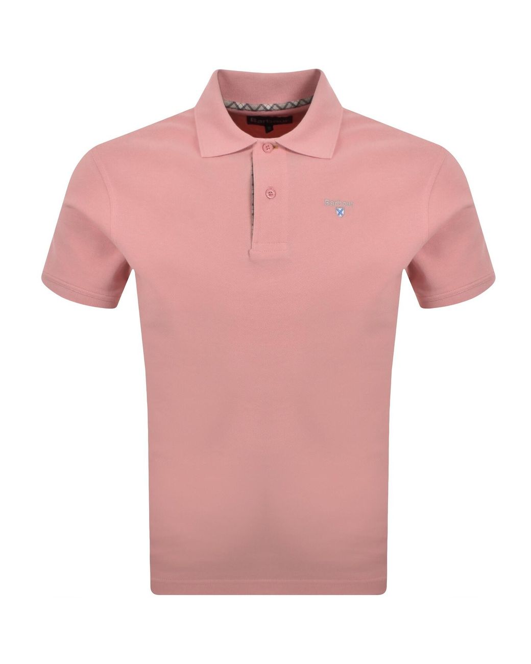 Barbour Pink Tartan Pique Polo T Shirt for men
