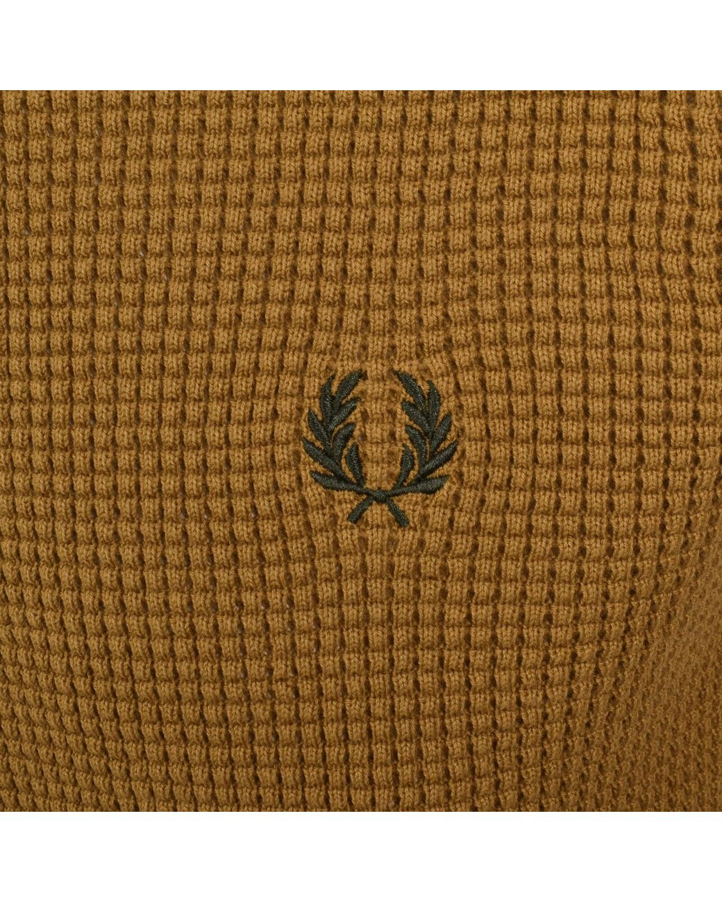 Fred Perry Brown Waffle Stitch Knit Jumper for men