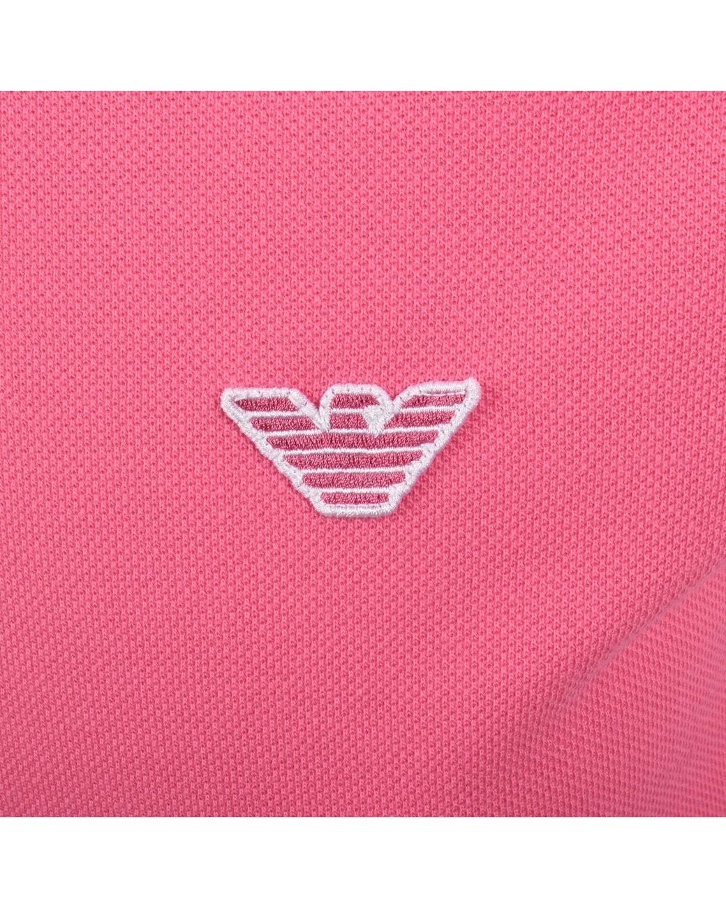 Armani Pink Emporio Short Sleeved Polo T Shirt for men