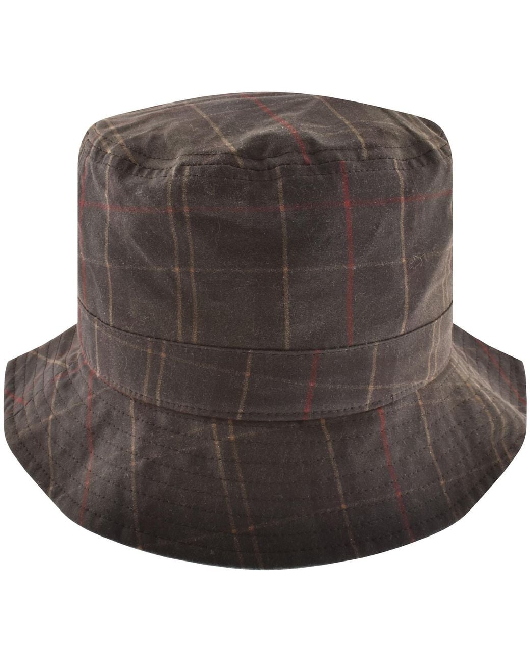 Barbour Brown Wax Bucket Hat Dress Tartan for men