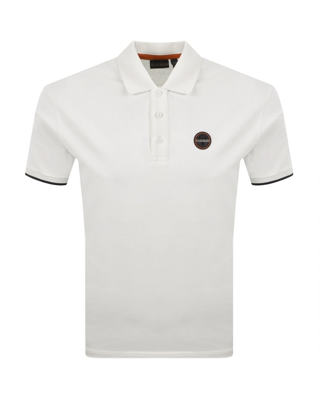 Napapijri White E Badge Polo T Shirt for men