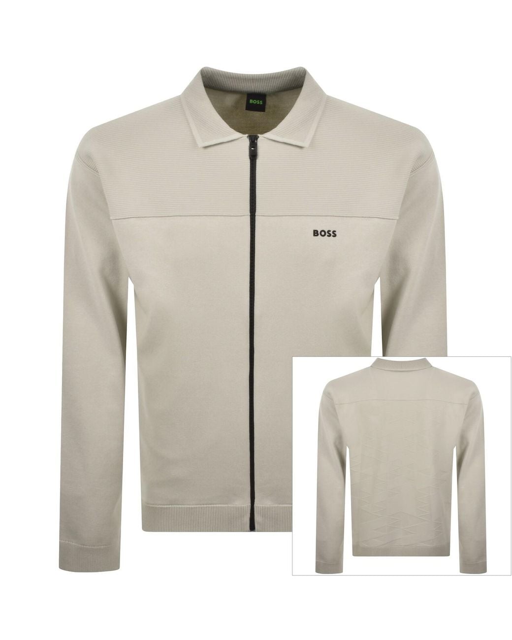Boss Gray Boss Network Full Zip Knit Jumper for men