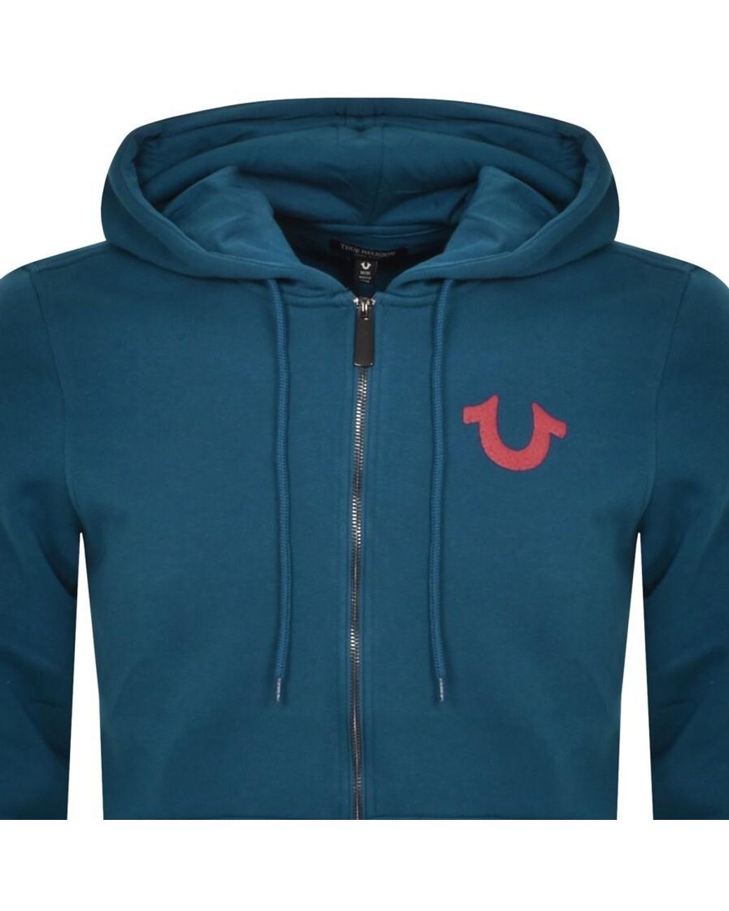 True Religion Textured Logo Full Zip Hoodie in Blue for Men Lyst