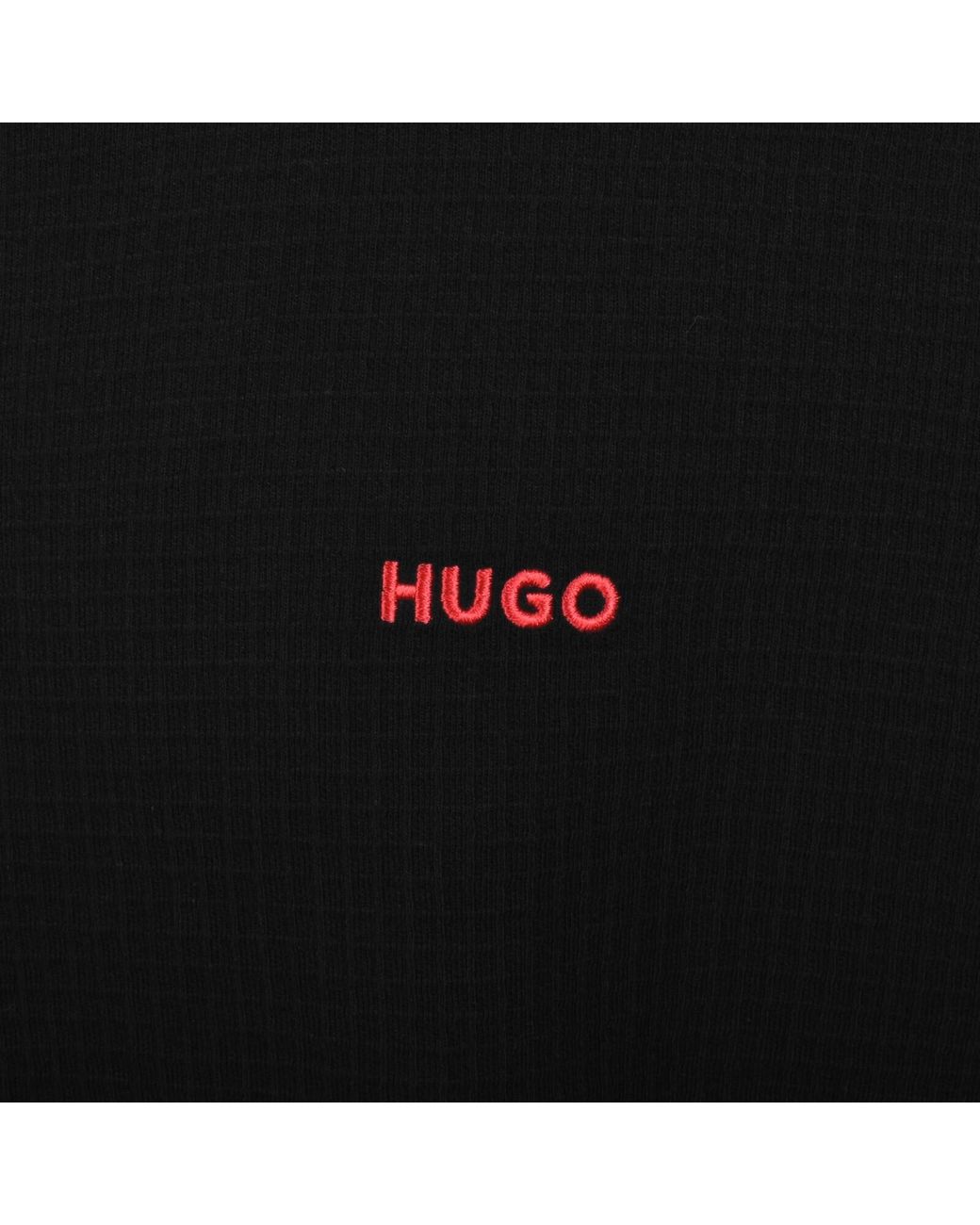 HUGO Black Austin Waffle Sweatshirt for men