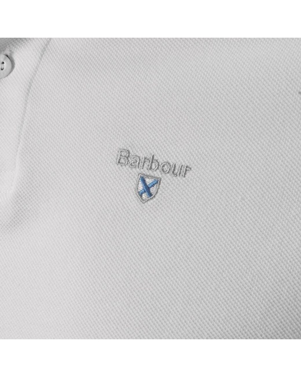 Barbour White Pique Polo T Shirt for men
