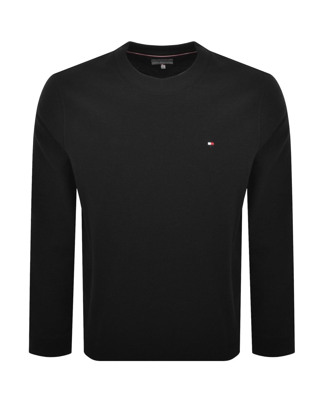 Tommy Hilfiger Black Textured Long Sleeve T Shirt for men
