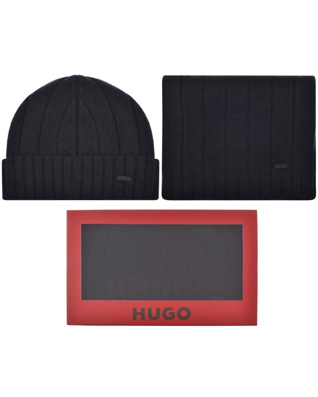 HUGO Zohoh Hat And Scarf Gift Set in Black for Men | Lyst UK