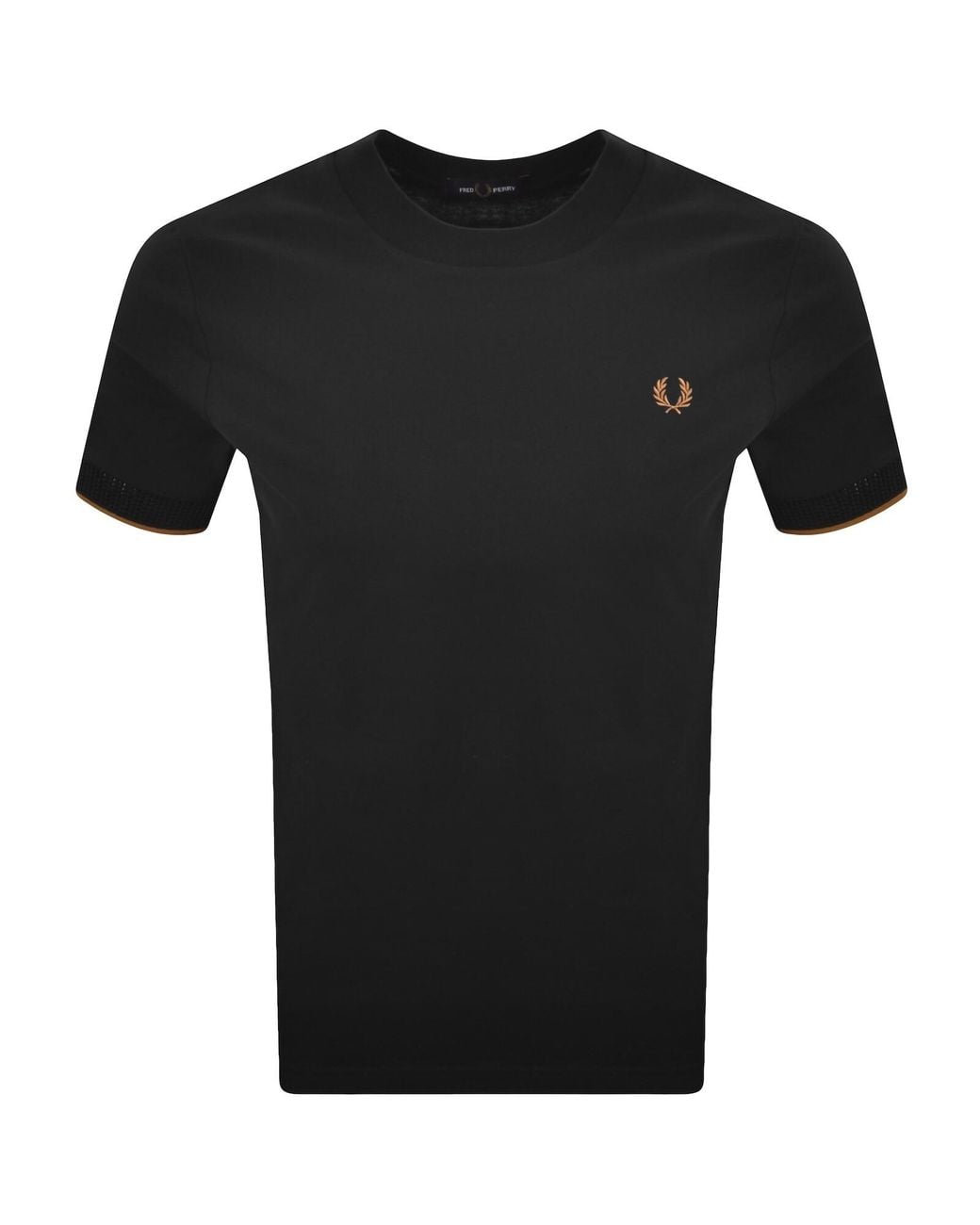 Fred Perry Black Mesh Cuff T Shirt for men