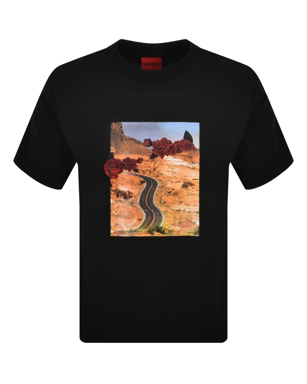 HUGO Black Dikerd Crew Neck T Shirt for men