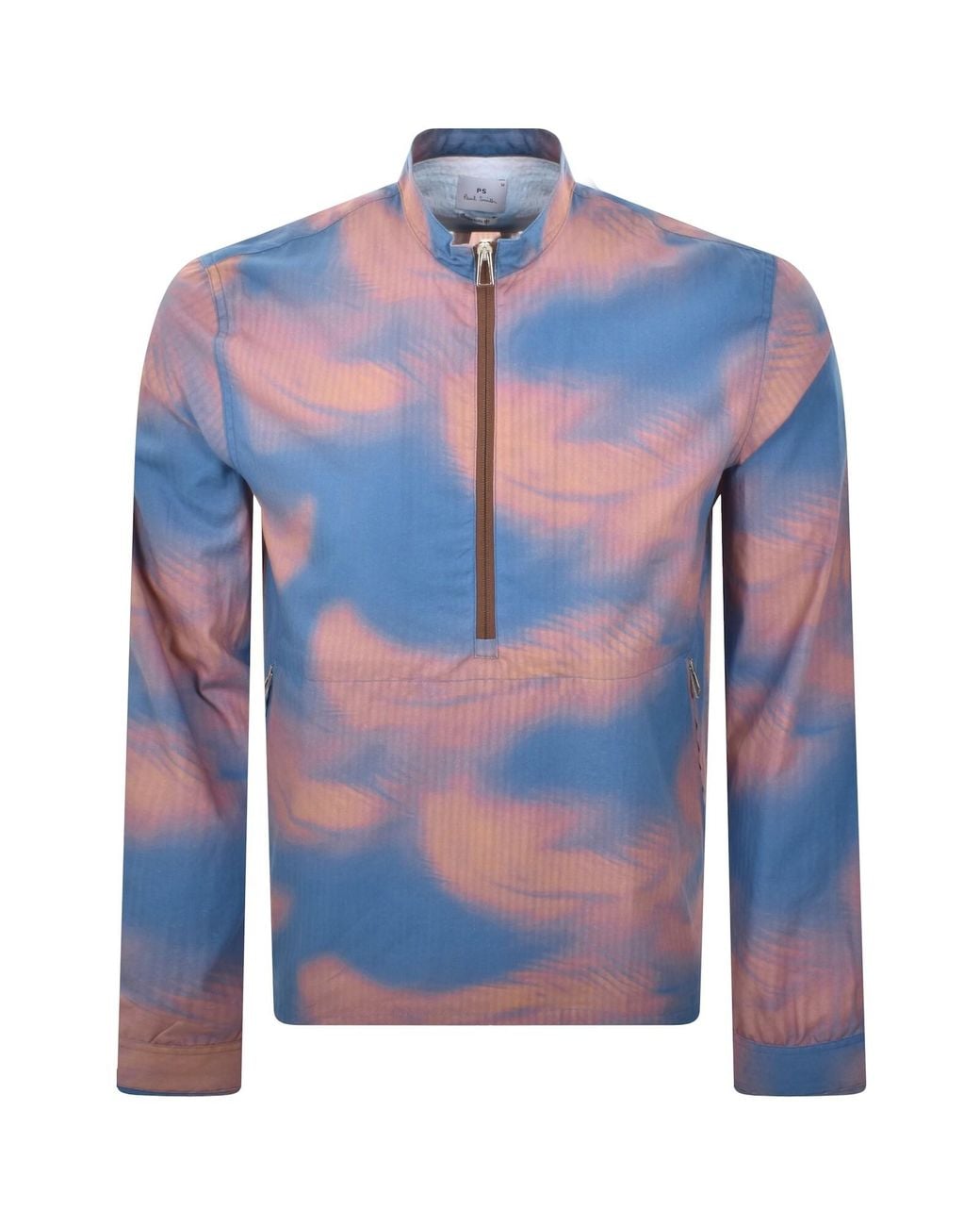 Paul Smith Blue Shadow Palm Half Zip Jacket for men