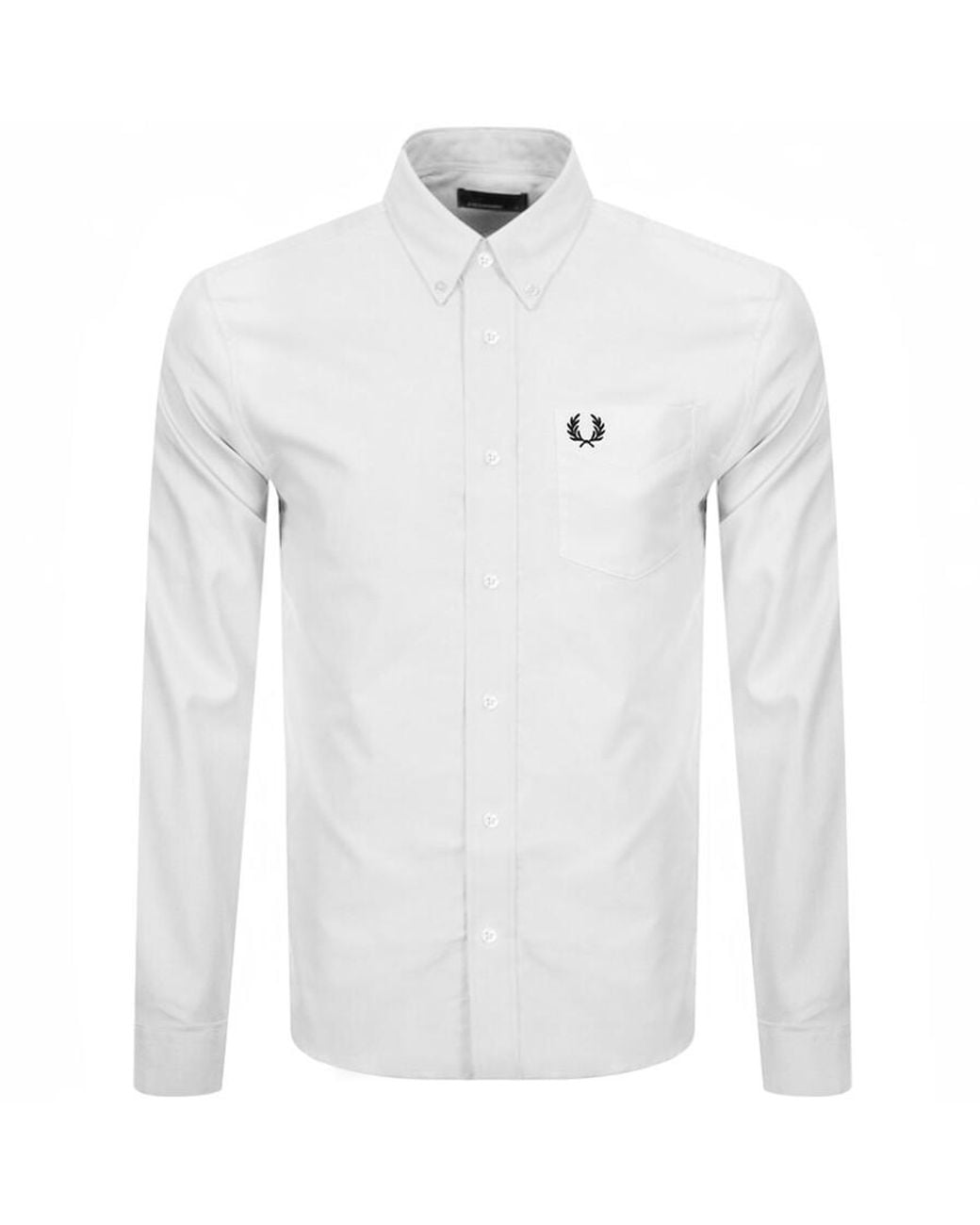 Fred Perry White Long Sleeved Oxford Shirt for men