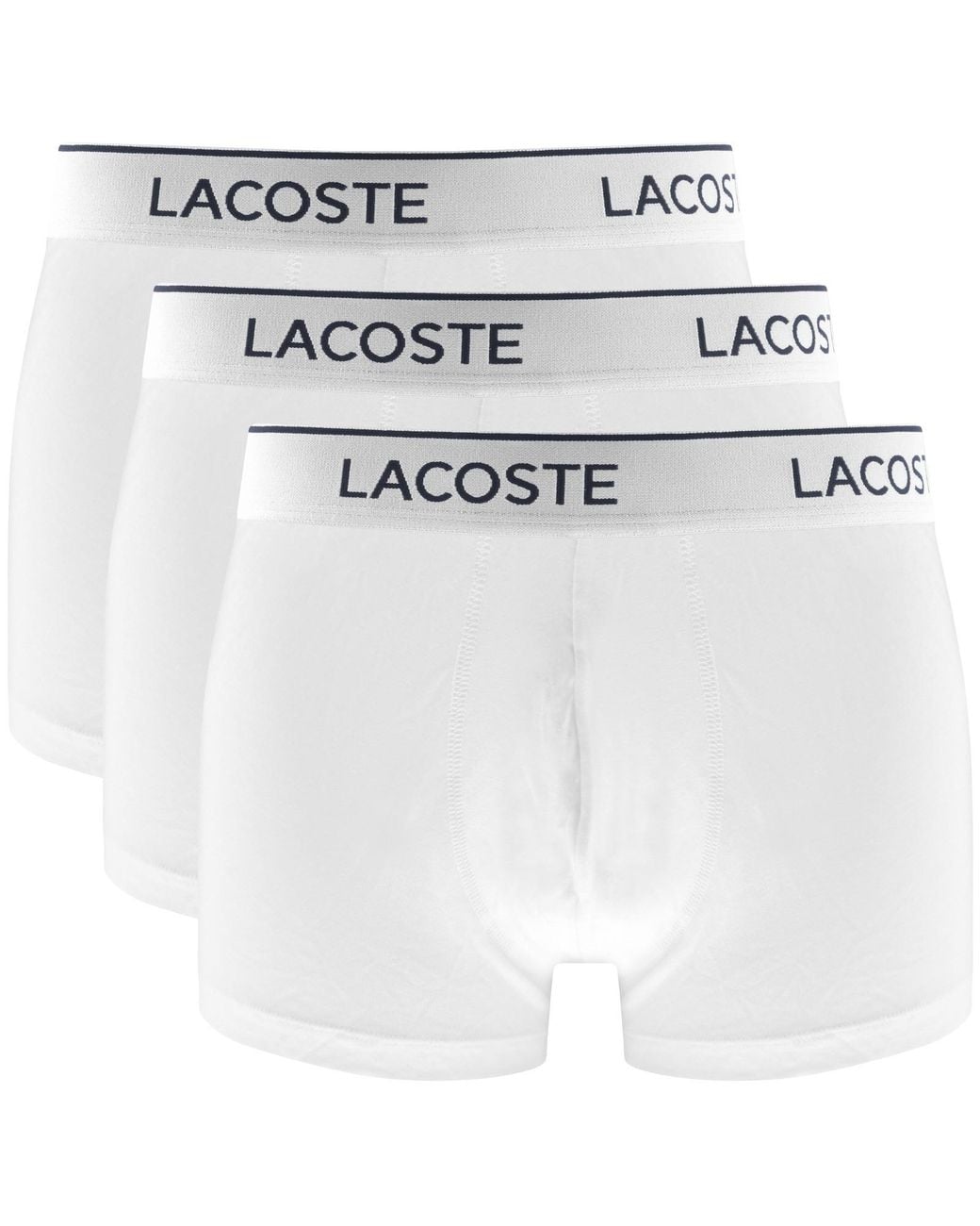Lacoste White Underwear 3 Pack Trunks for men